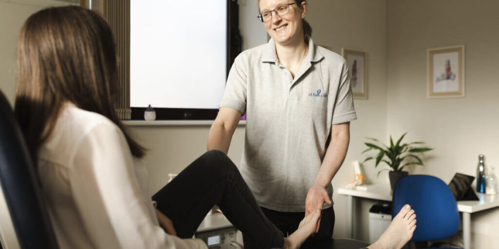 Catherine Fletcher-Liddell with a patient at CF Foot Clinic Basingstoke